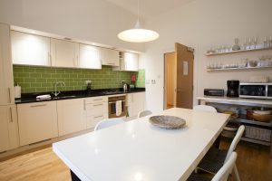 Separate kitchen and dining area