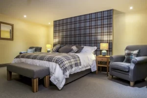 Scottish theme decor and superking bed in the mezzanine bedroom